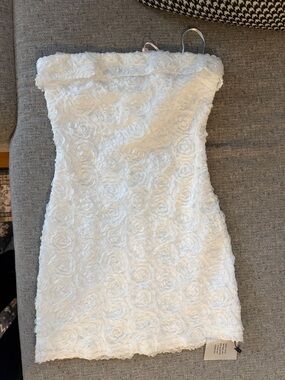 REVOLVE White Floral Strapless Mini Dress